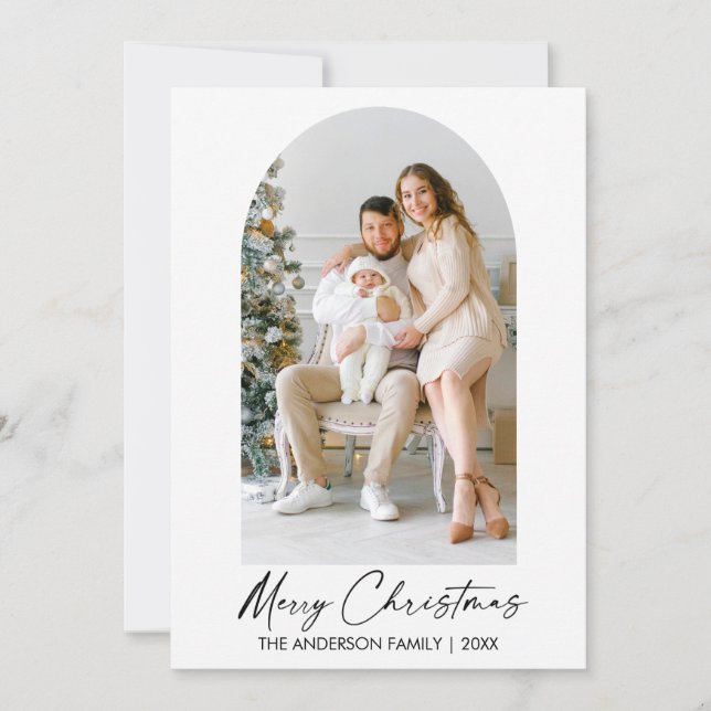 Modern Calligraphy Bläck Script Photo Arch-jul Julkort (Framsida)