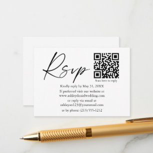 Modern Calligraphy Bläck Script QR Bröllop OSA Tilläggskort