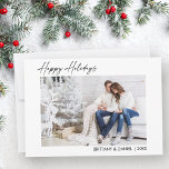 Modern Calligraphy Bläck-skript, par foto Julkort<br><div class="desc">Modern minimalistisk elegance Calligraphy Bläck Pen Handskript Glad helg par Photo Helgdag Card</div>
