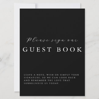 Modern Calligraphy Black Wedding Guestbook Sign Kort