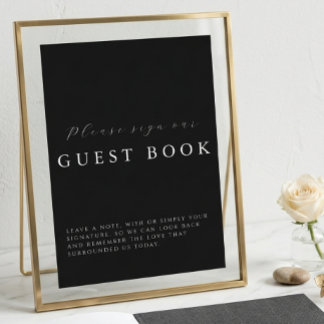 Modern Calligraphy Black Wedding Guestbook Sign Kort