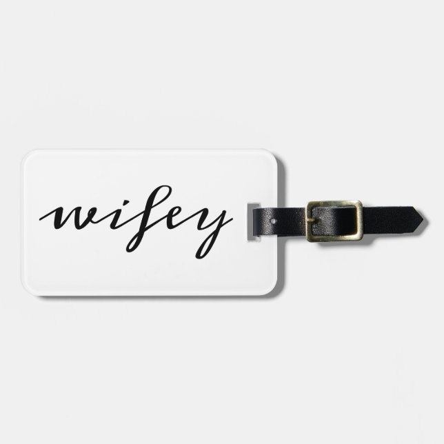 Modern Calligraphy Black Wifey Script Bagagebricka (Horisontell Framsida)
