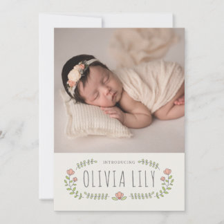 Modern Calligraphy Blommigt Design Collage Birth Meddelande