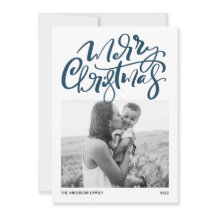 Modern Calligraphy Blue Photo God jul