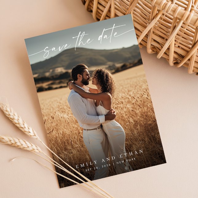 Modern Calligraphy Boho QR-kodfoto Spara Datumet (Skapare uppladdad)