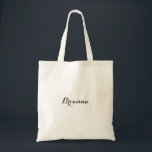 Modern Calligraphy Bridesmaid Tote Bag Tygkasse<br><div class="desc">Denna moderna kalligrafibrider i väskan är bröllop-gåvan från perfekt för att presentera dina brudtärnor och maid of honor för ett rostiskt bröllop. Den enkla och elegant designen har skript av typen klassisk och finare i svartvitt.</div>
