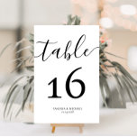 Modern calligraphy bröllop bordsnummer<br><div class="desc">enkel modern kalligrafi för elegant i svartvitt</div>