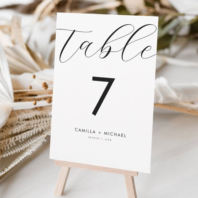 Modern Calligraphy Bröllop Bordsnummer Card (Skapare uppladdad)