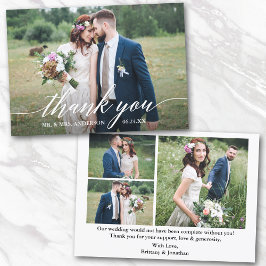 Modern Calligraphy Bröllop Bride Groom 4 Foton Tack Kort