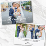 Modern Calligraphy Bröllop Bride Groom 4 Photo Tack Kort<br><div class="desc">Modern Calligraphy Bröllop Bride and Groom 4 Photos - tackkort - vitt skript</div>
