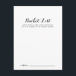 Modern calligraphy Bröllop Bucket List Cards Vykort<br><div class="desc">Dessa moderna kalligrafkort för bröllop-bucket är perfekten för en rustisk bröllopsmottagning eller möhippa. Den enkla och elegant designen har skript av typen klassisk och finare i svartvitt. Ändra ordalydelsen till kostym vid alla livshändelser. Bucketlistskylten säljs separat.</div>