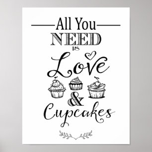 Modern calligraphy Bröllop CupCake-teckenutskrift Poster
