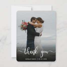 Modern Calligraphy Bröllop Fullt Photo Tack Kort