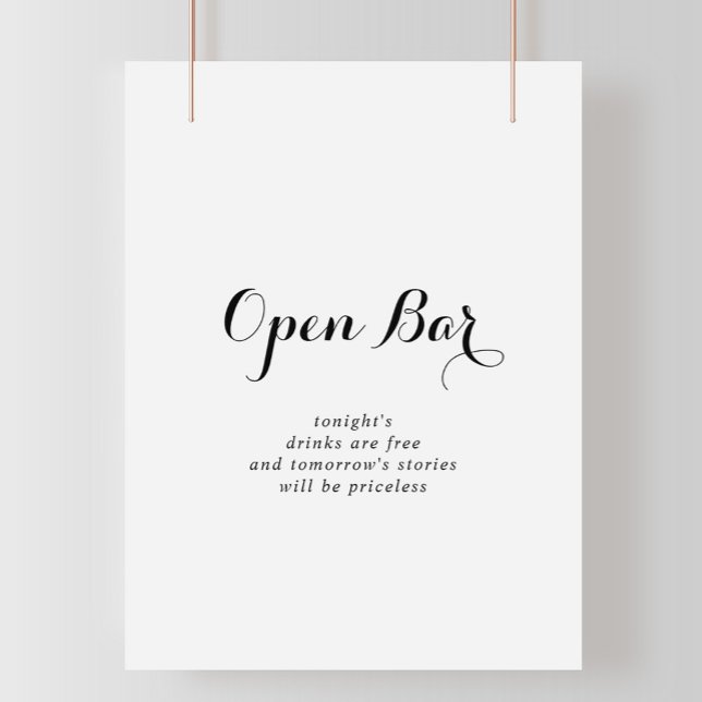 Modern Calligraphy Bröllop Open Pub-tecken Poster (Skapare uppladdad)