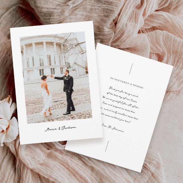 Modern Calligraphy Bröllop Photo Tack Kort (Skapare uppladdad)