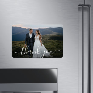 Modern Calligraphy Bröllop Photo Tack Magnet