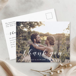 Modern Calligraphy Bröllop Photo Tack Vykort