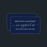 Modern Calligraphy Bröllop Registry Blue Tilläggskort<br><div class="desc">Bröllop--registerinfogningskort för det moderna Trendiget Calligraphy Script. Marinblå</div>
