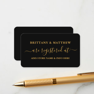 Modern Calligraphy Bröllop Registry Guld Black Tilläggskort