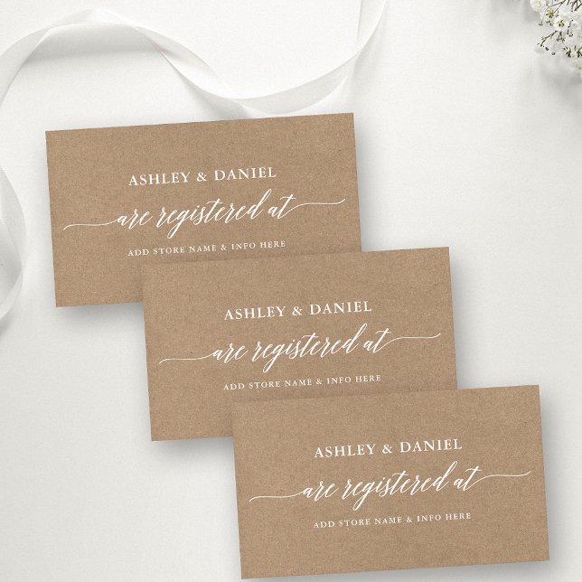 Modern Calligraphy Bröllop Registry Kraft Tilläggskort (Customize to change your personalized text size or text style.)