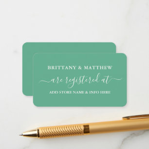 Modern Calligraphy Bröllop Registry Mint Grönt Tilläggskort
