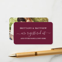 Modern Calligraphy Bröllop Registry Photo Burgundy
