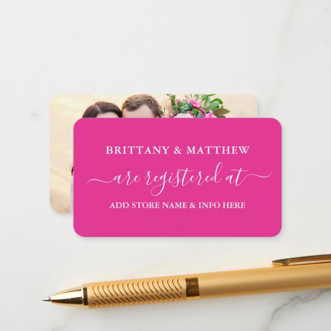 Modern Calligraphy Bröllop Registry Photo Shock ro Tilläggskort (Fram/Back In Situ)