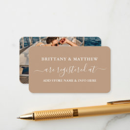 Modern Calligraphy Bröllop Registry Photo Taupe Tilläggskort