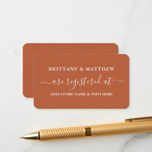 Modern Calligraphy Bröllop Registry Terracotta Tilläggskort