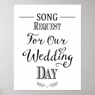 Modern Calligraphy bröllop sång-begärandeutskrift Poster