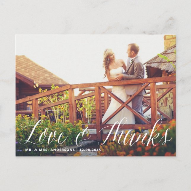 Modern Calligraphy Bröllop Tack vykort (Framsida)