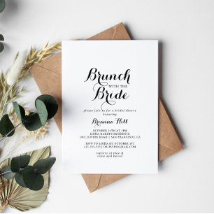 Modern Calligraphy Brunch med Bride Shower Inbjudningar