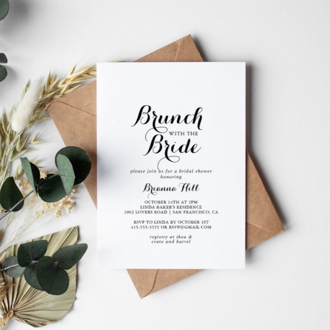 Modern Calligraphy Brunch med Bride Shower Inbjudningar (Skapare uppladdad)