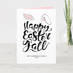 Modern Calligraphy Bunny Öron Glad påsk Y'all Tack Kort