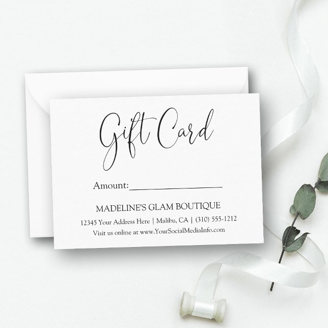 Modern Calligraphy Business Gift Card Anteckningskort (Customize to change your personalized text style, size, color or to add more text to back.)