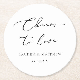 Modern calligraphy Chef till Kärlek Bröllop Underlägg Papper Rund