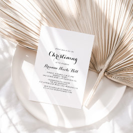 Modern Calligraphy Christening Inbjudningar