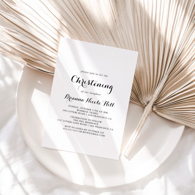 Modern Calligraphy Christening Inbjudningar (Skapare uppladdad)