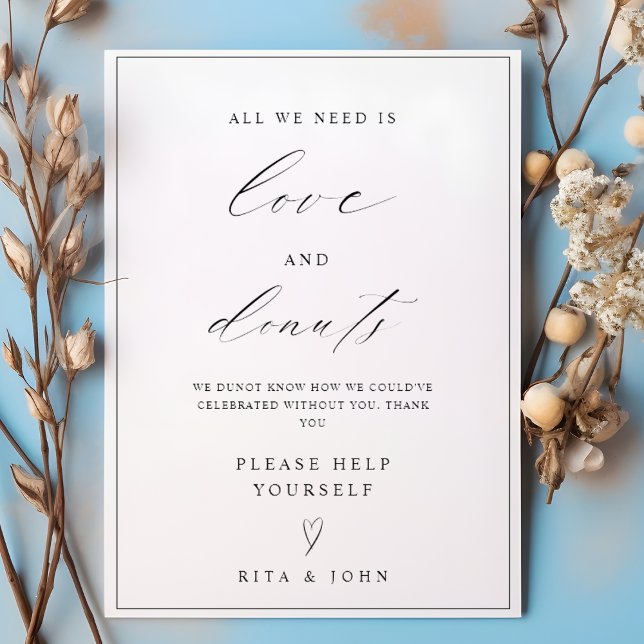 Modern Calligraphy Dunot Pub Bröllop Cake Sign Poster (Skapare uppladdad)