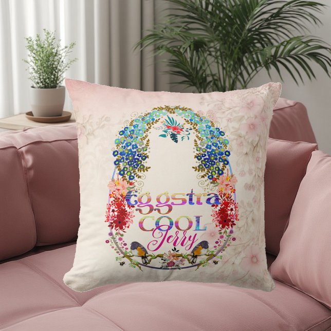 Modern calligraphy Egg-stra Coola Påsk Extra Cute Kudde (Modern Calligraphy Egg-stra Cool Easter Extra Cute Throw Pillow)