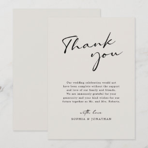 Modern Calligraphy Elegant Eggshell Simple Bröllop Tack Kort