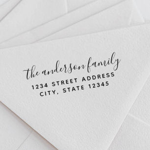 Modern Calligraphy Family Namn Returadress Självfärgande Stämpel