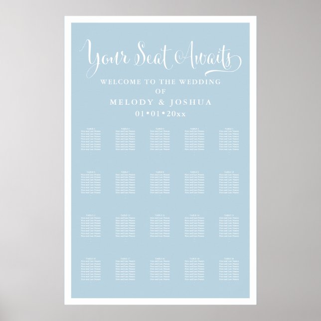 Modern Calligraphy Font DIY färg Dusty Blue Poster (Framsidan)