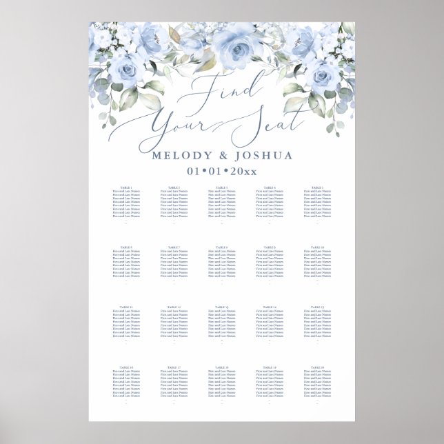 Modern Calligraphy Font DIY färg Dusty Blue Ro Poster (Framsidan)