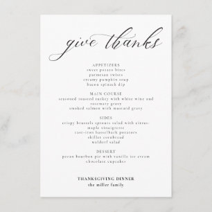 Modern Calligraphy Ge Thanksgiving, tack Meny