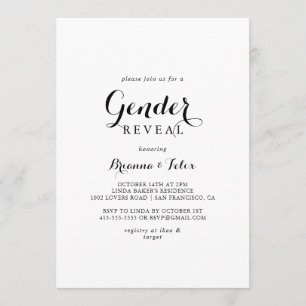 Modern Calligraphy Gender Reveal Party Inbjudningar