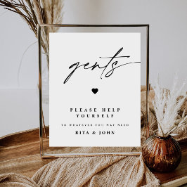 Modern Calligraphy Gents Bathroom Bröllop-tecken Poster