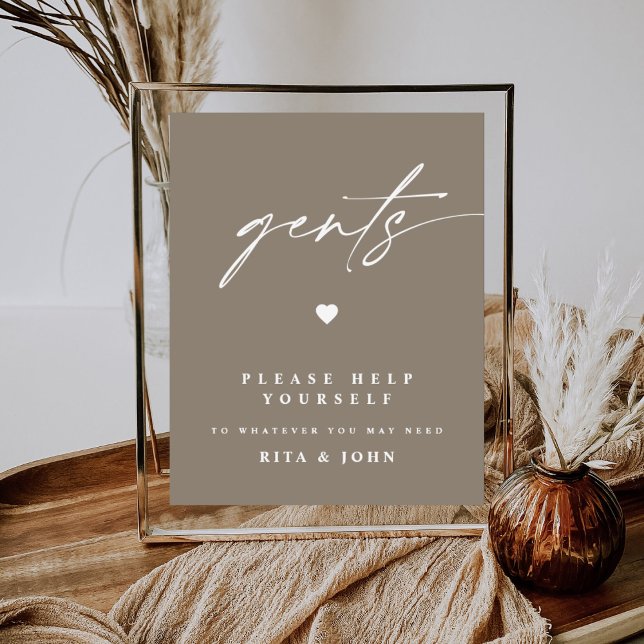 Modern Calligraphy Gents Bathroom Bröllop-tecken Poster (Skapare uppladdad)