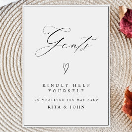 Modern Calligraphy Gents Bathroom Bröllop-tecken Poster