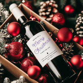 Modern Calligraphy God jul Business Vinflaska Etikett